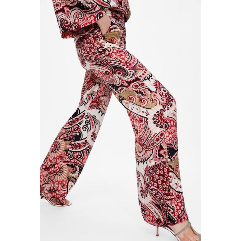 Zara paisley satin pant - Picture 2 of 7